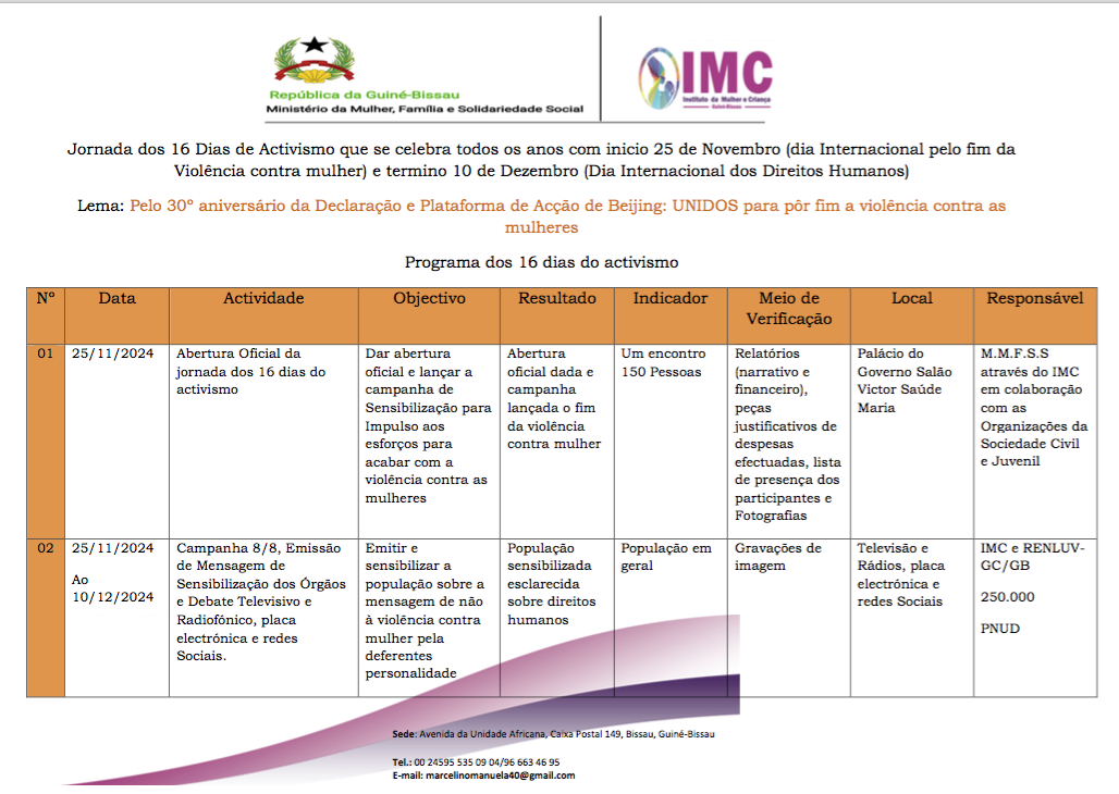 programa de 16 dias de ativismo